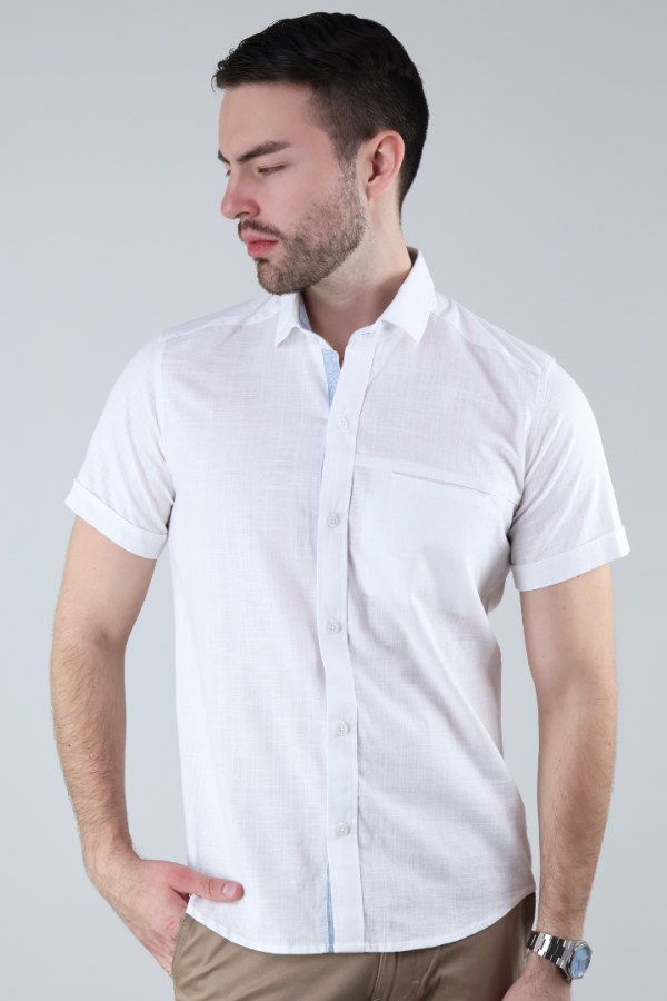 Camisa Blanca Casual Con Bolsa Oculta Hombre Práctica Y Moderna